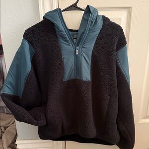 FP Movement by Free People Black and Teal Sherpa Hoodie